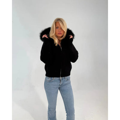 FUR ZIP JACKET BLACK