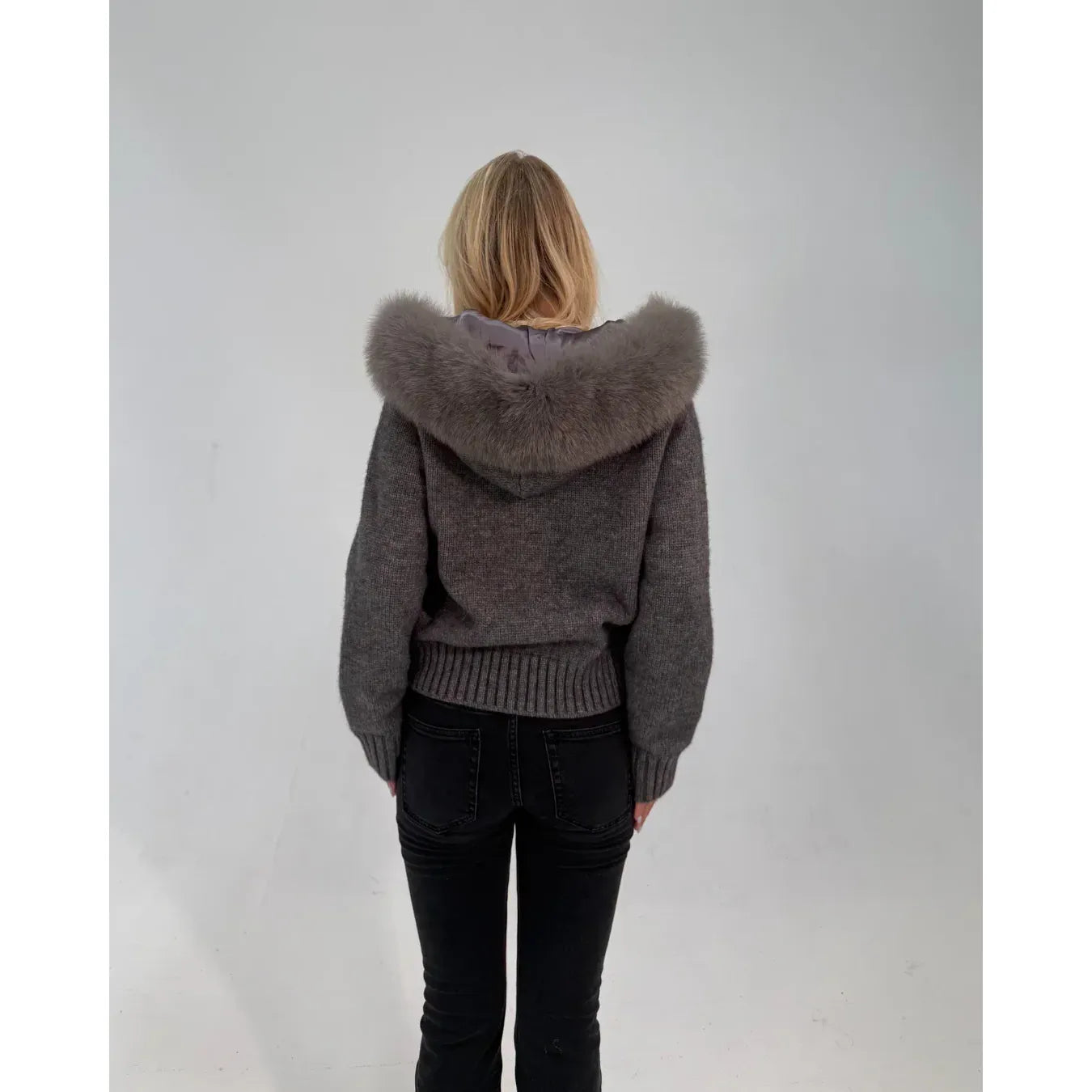 FUR ZIP JACKET GREY