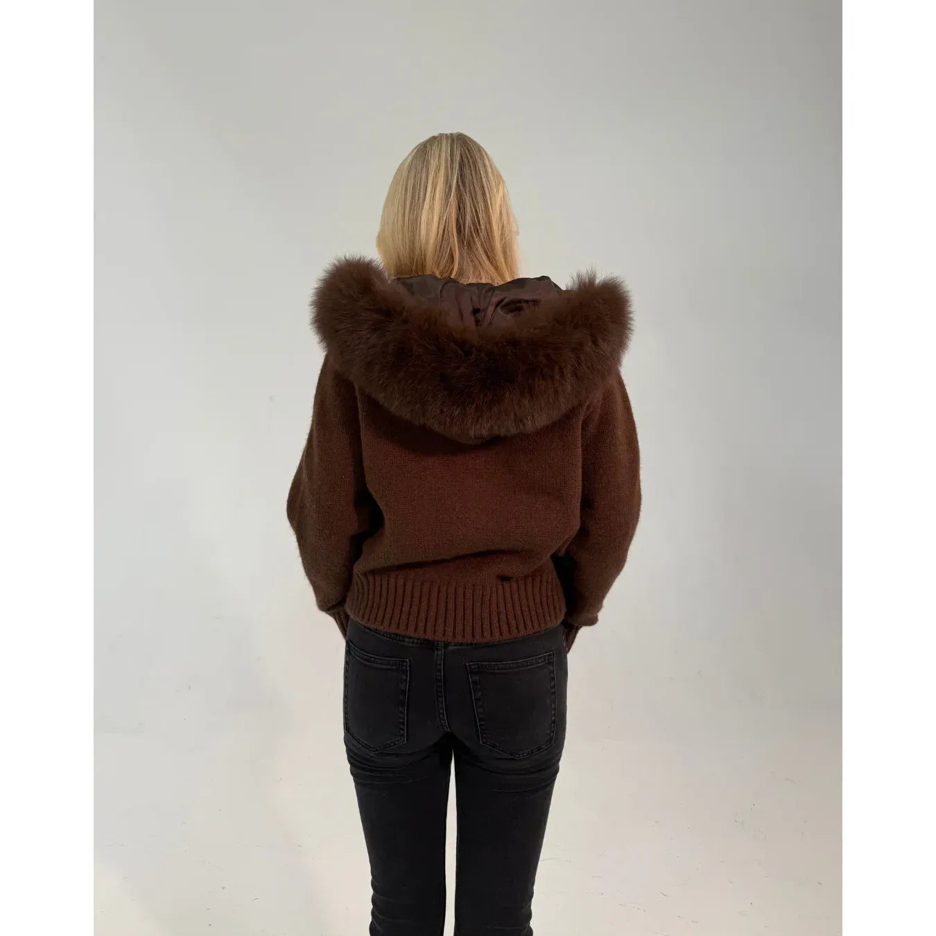 FUR ZIP JACKET CHOCOLATE