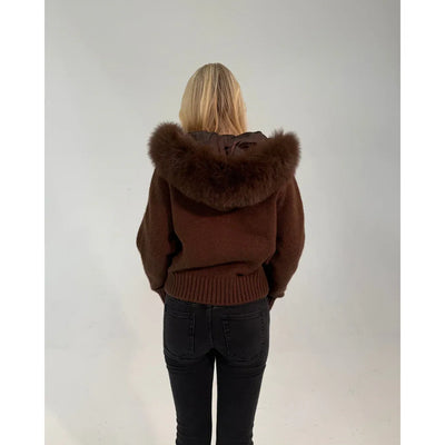 FUR ZIP JACKET CHOCOLATE