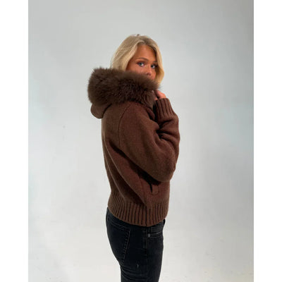 FUR ZIP JACKET CHOCOLATE