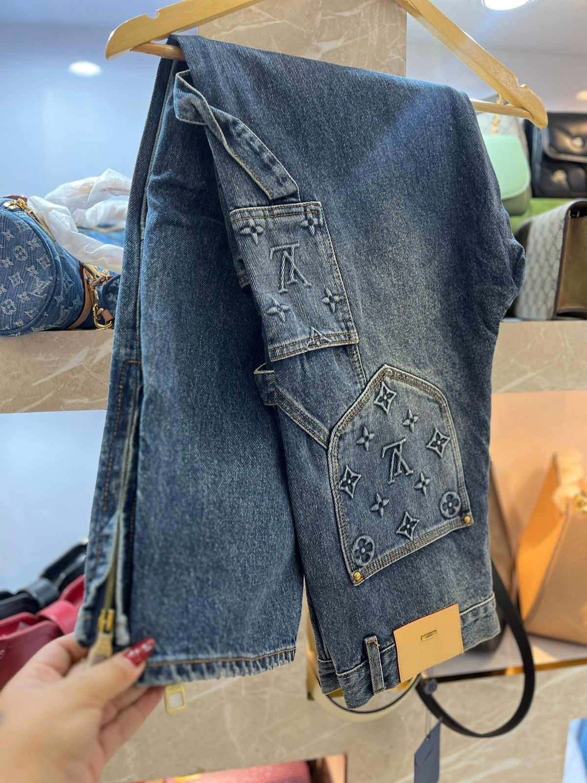 LV carpenter denim jeans dark wash