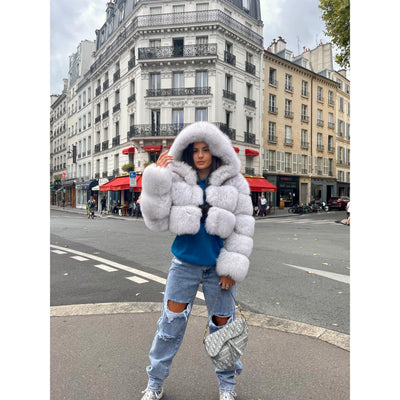 CROPPED MINI HOODED COAT