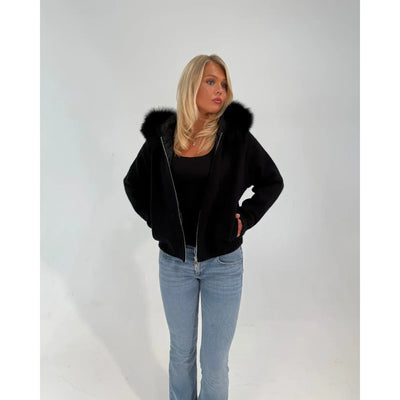 FUR ZIP JACKET BLACK