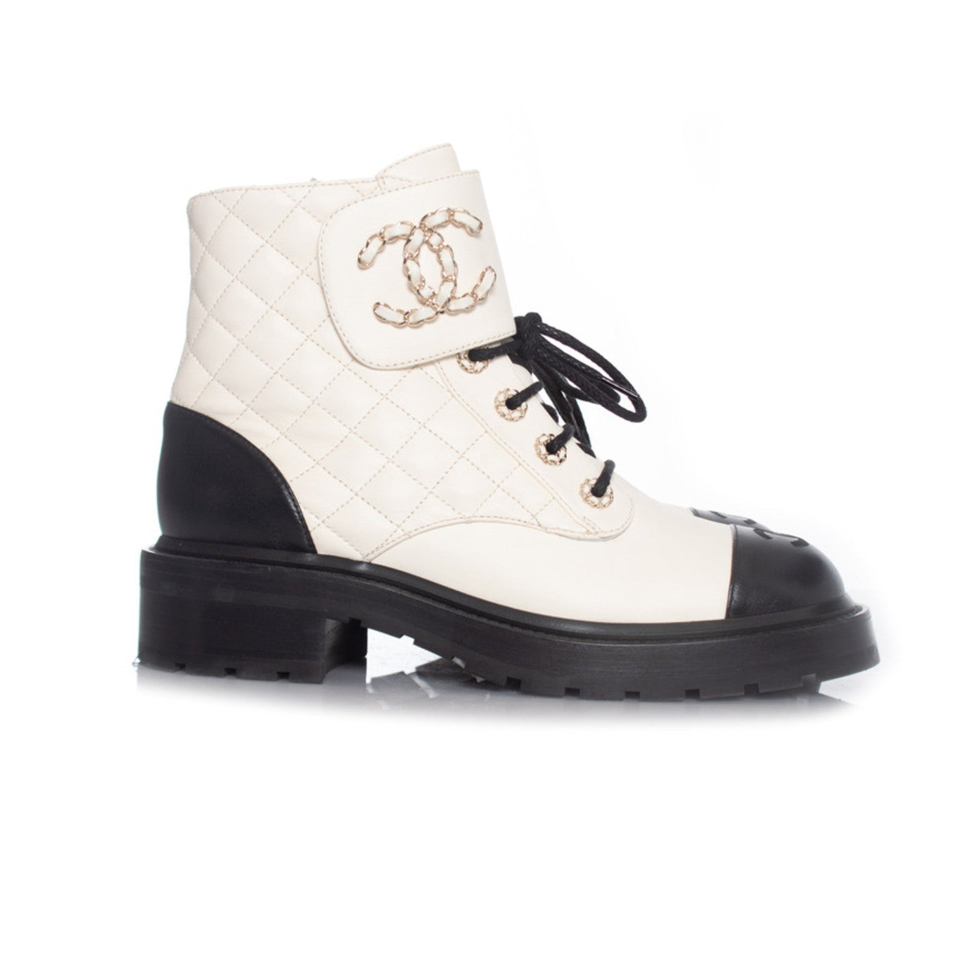 CC INTERLOCKING COMBAT BOOTS WHITE