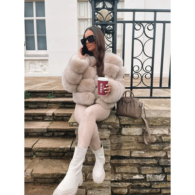 BUBBLE CROPPED COAT LATTE