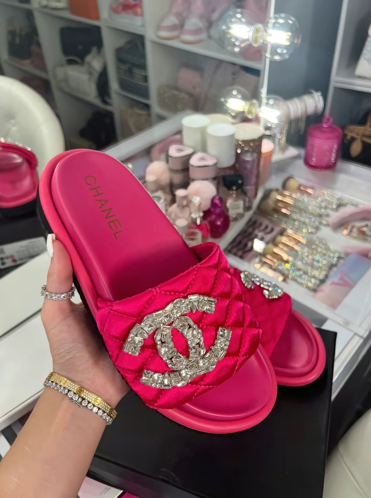 CC sandals hot pink
