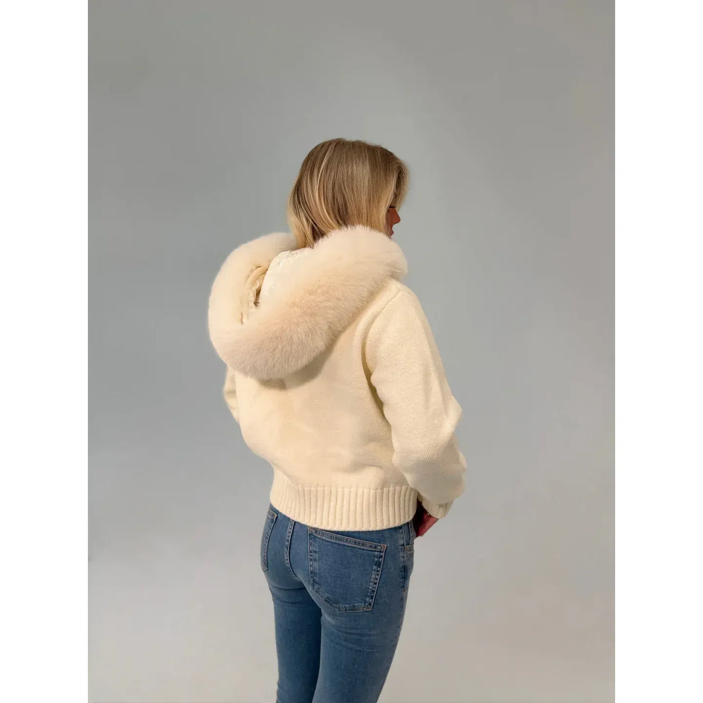 FUR ZIP JACKET WHITE