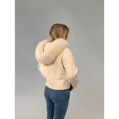 FUR ZIP JACKET WHITE