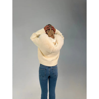 FUR ZIP JACKET WHITE