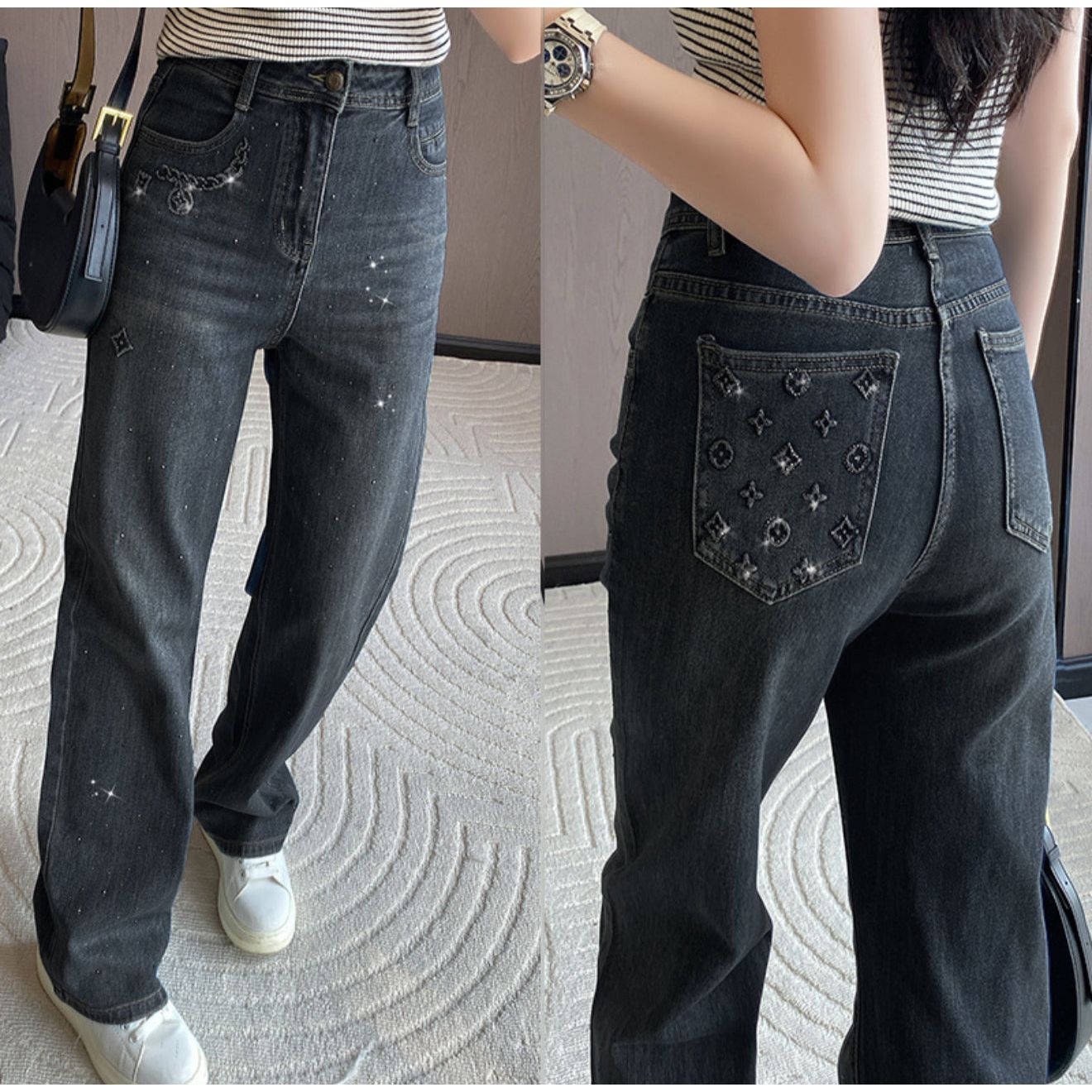 LV diamonds jeans black/denim