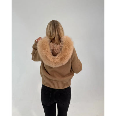 FUR ZIP JACKET BROWN