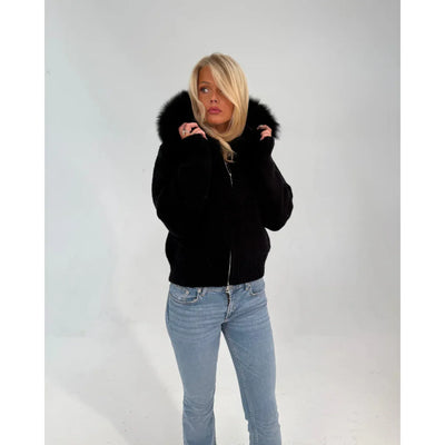 FUR ZIP JACKET BLACK