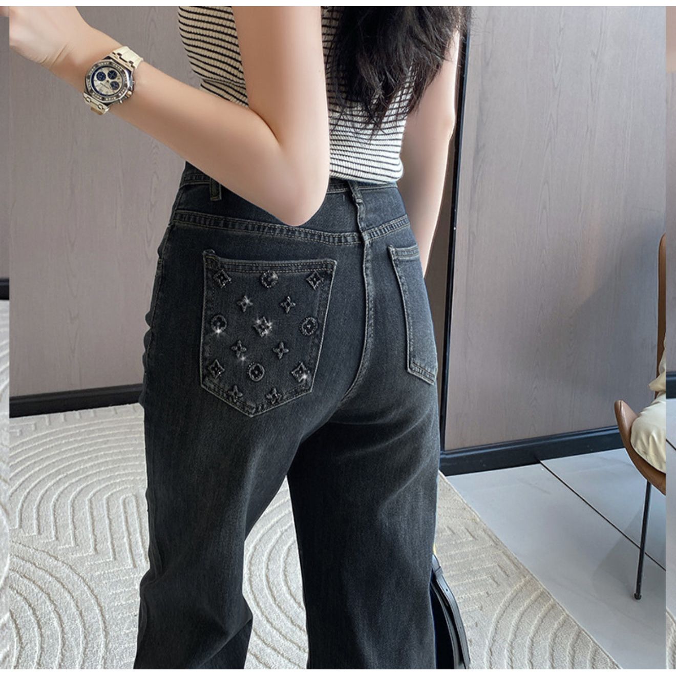 LV diamonds jeans black/denim
