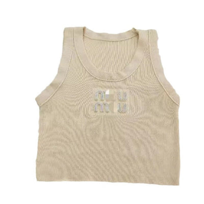 MIU MIU CROPPED SILVER LETTERS TOP