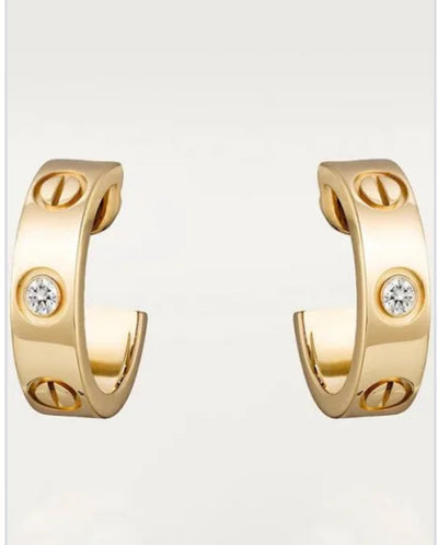 Cartier small earrings gold diamonds